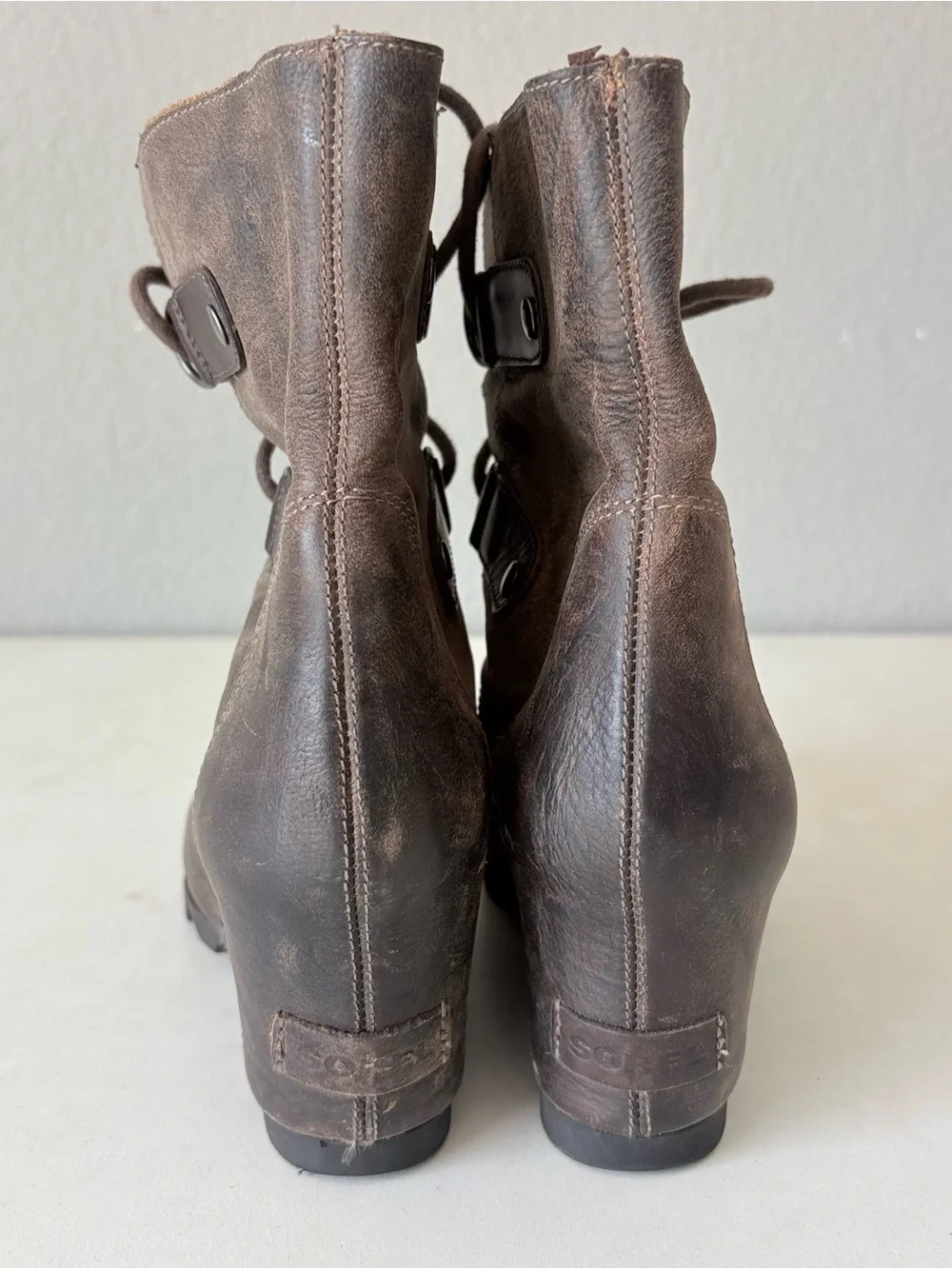 Sorel Joan of Arctic Leather Ankle Boots Waterproof Wedge Lace Up Women’s Size 9